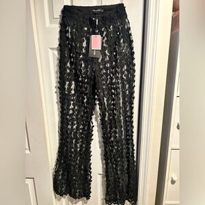 PrettyLittleThing Black Sheer Lace Trousers
